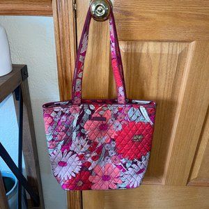 Vera Bradley Tote Bag Bohemian Blooms Quilted Shoulder Bag Red Pink Floral